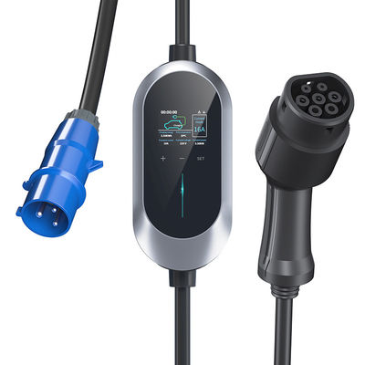 青いCEE 16Aが付いているタイプ2携帯用EVの充満山1つの段階のプラグ